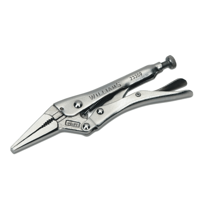 Long Nose with Wire Cutter Locking Pliers 9" - Williams