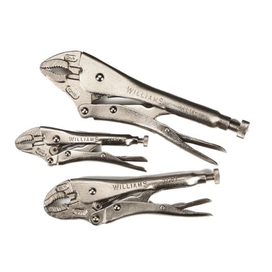 Williams 23072, Curved Jaw Locking Pliers with Cutter Set, 3 Pieces