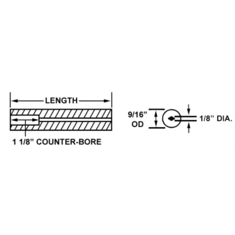 CRO-13070-02 / WP-E5-3F7-INS - Crown - Insulator Type 3F 9/16" OD x 7" L x 1/8" ID w/CB 2pk