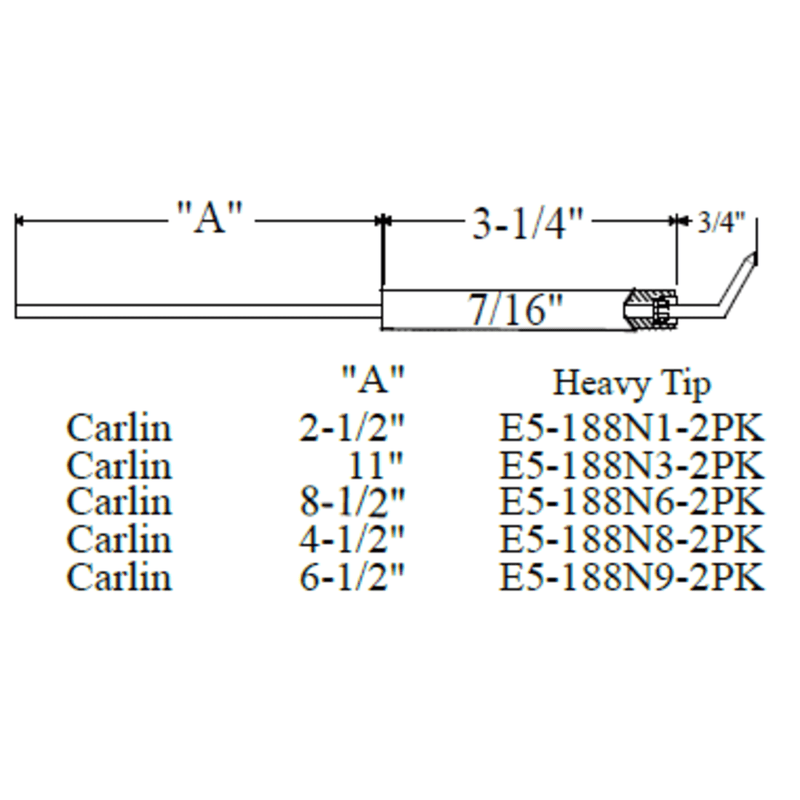 Electrode CARLIN  20787, 2pk (Crown Replacement for WP-E5-188N8-2PK)