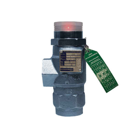 H5613/150-P - Hansen - NH3 Pressure Relief Valve. 1 x 1-1/4, Set@150 PSIG, POP-EYE