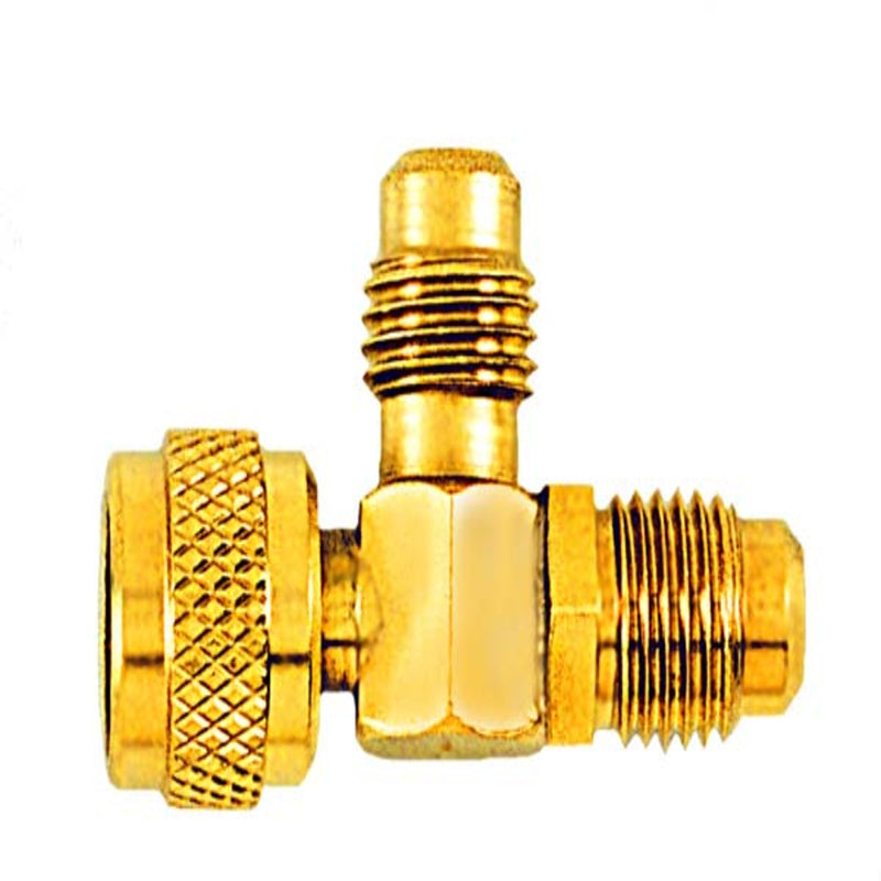 Robinet d'accès 1/4" mâle évasé (sans obus) x 1/4" femelle évasé (joint torique) x 1/4" mâle évasé 1EA - C&D