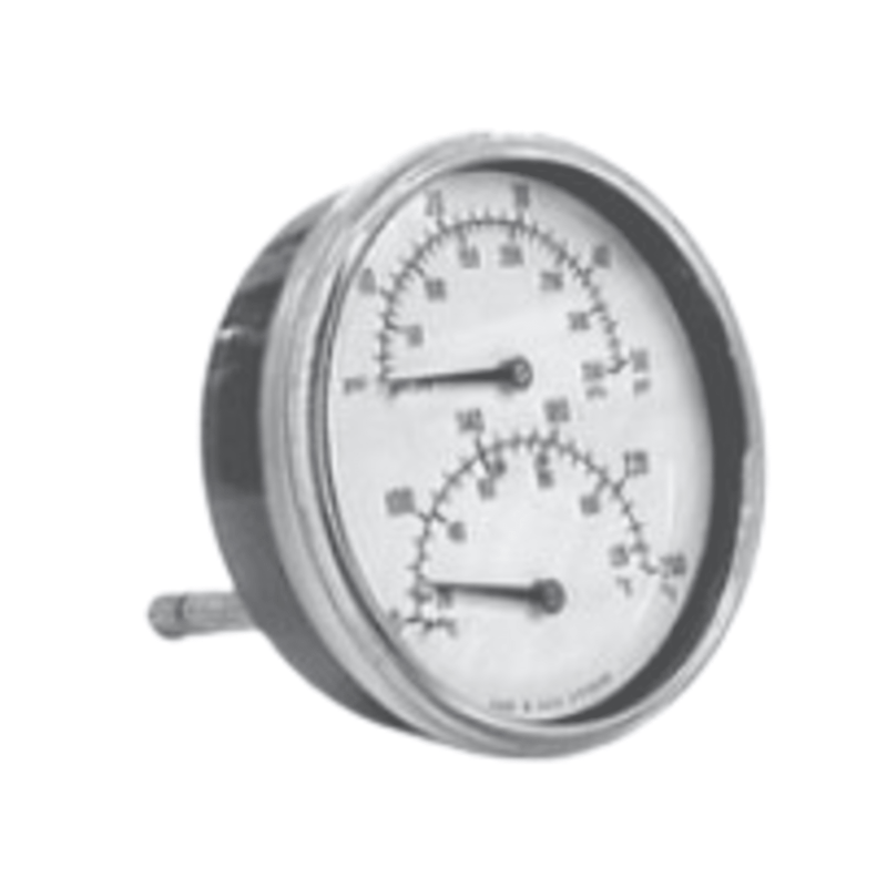 Pressure/Temperature Gauge, 1/4"-NPT, CBM (Crown Replacement for WP-H25-15)