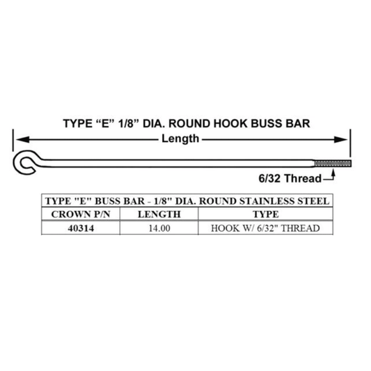 40314 - Crown - TYPE E    BUSS BAR 14 In. (1EA)