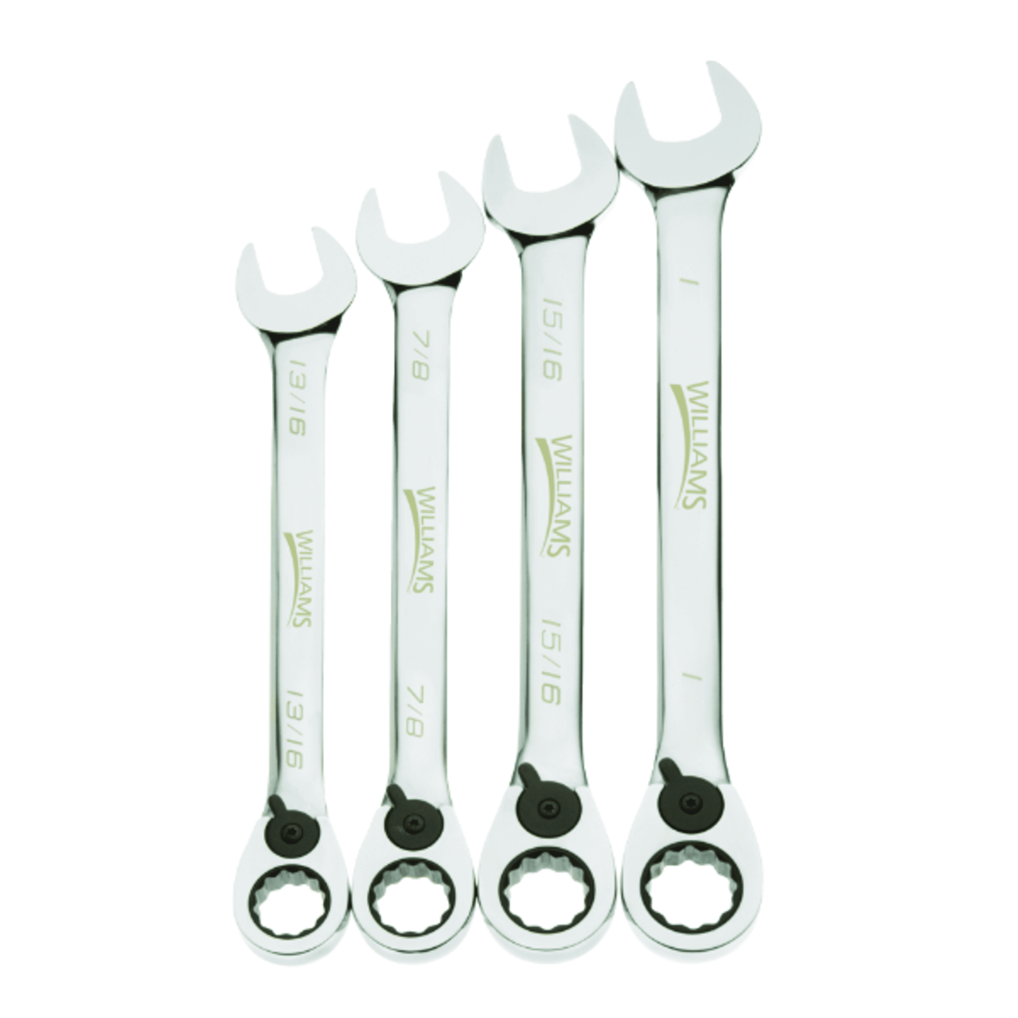 Williams WS-1164RC 4-Piece SAE Reversible Ratcheting Combination Wrench Set