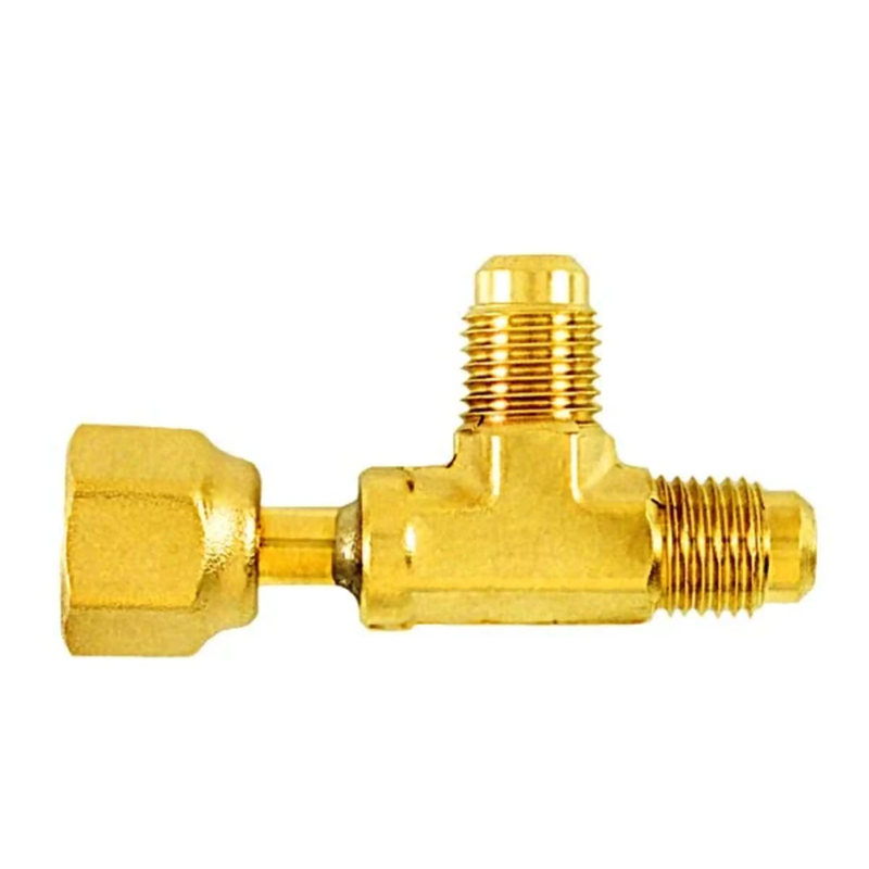 Té en laiton forgé pour vanne d'accès, évasement femelle 1/4" sans embout dépresseur x mâle 1/4" - Paquet de 2 - C&D
