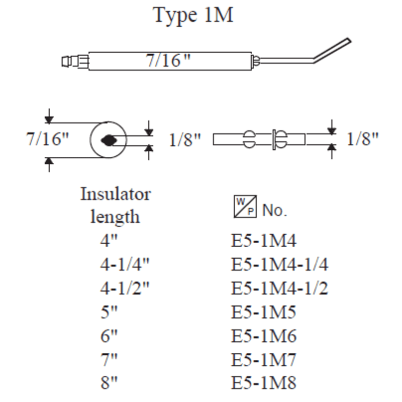 Electrode STANDARD 01050 - Type 1M, 5" 2pk (Crown replacement for WP-E5-1M5-2PK)