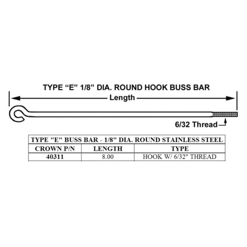 Buss Bar TYPE E 8"  - Crown