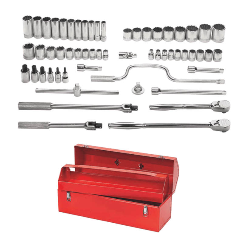 Shallow and Deep Socket and Drive Tool Set 1/2" Drive 12-Point SAE 57pc  - Williams