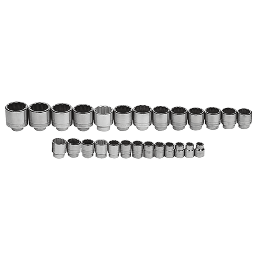 Williams WSH-26RC, 26pc 3/4" Drive 6-Point SAE Shallow Socket Set on Rail and Clips