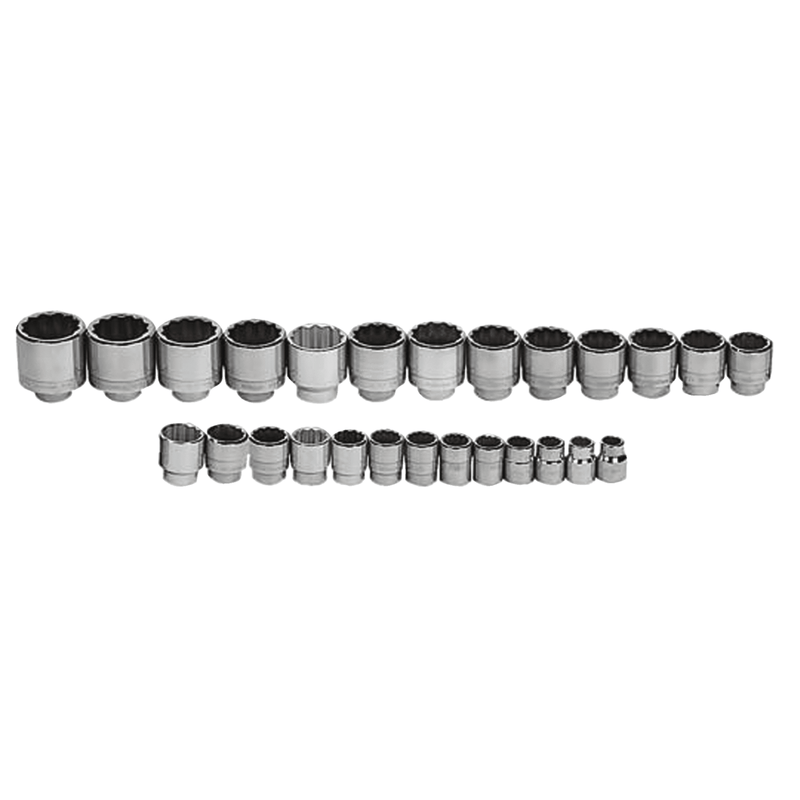 26pc 3/4" Drive 6-Point SAE Shallow Socket Set on Rail and Clips - Williams