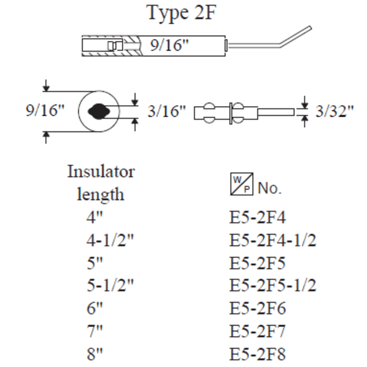 Westwood 2F5-1/2, Type 2F Electrode, 5-1/2” 2pk