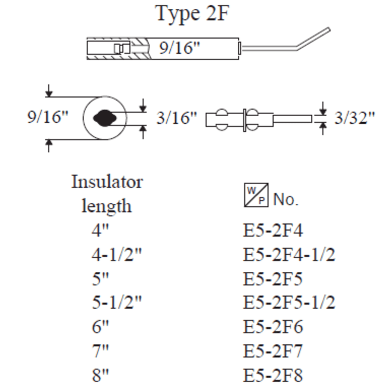 Electrode STANDARD Type 2F, 5-1/2"� 2pk (Crown replacement for WP-E5-2F5-1/2-2PK)
