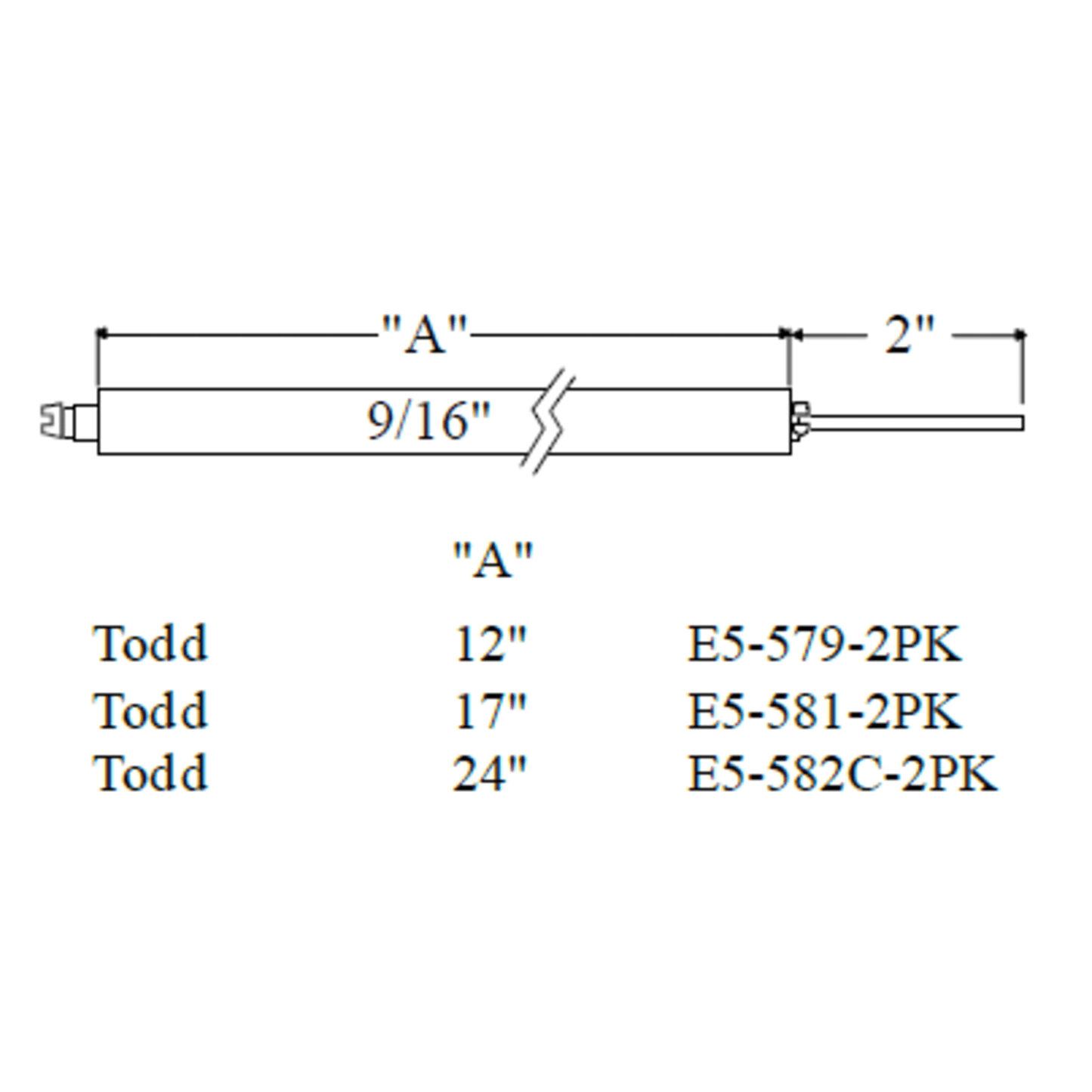 Westwood 581, Todd 17” Electrode 2pk