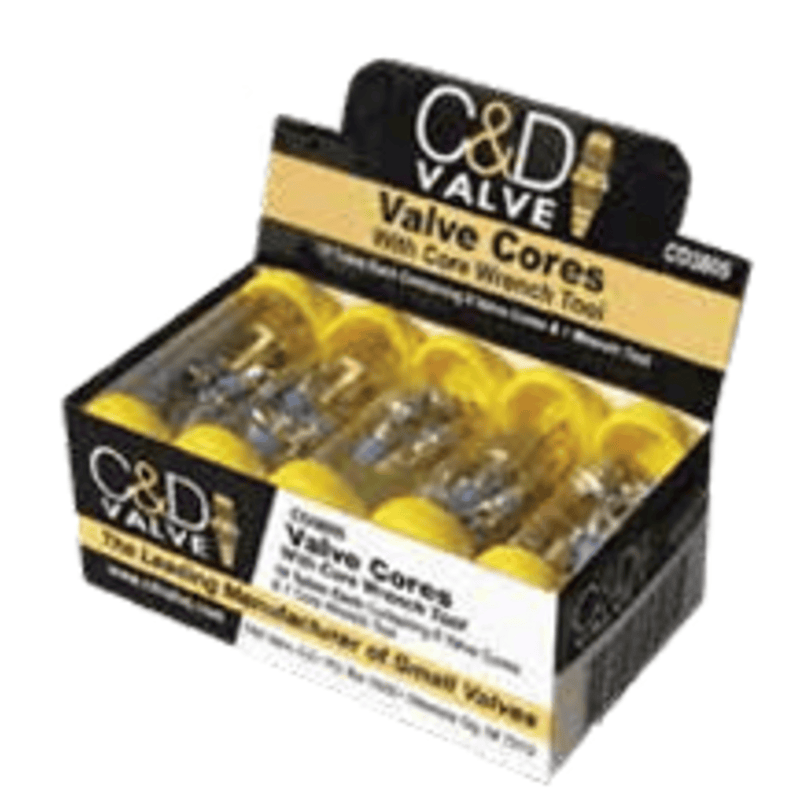 C&D plastic tube container with six valve cores and one core wrench tool 10EA
