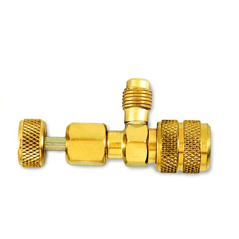 Valve d'accès avec dépresseur d'obus à grande vis moletée, raccord se fixe à un raccord évasé mâle 3/16" 1 pièce - C&D