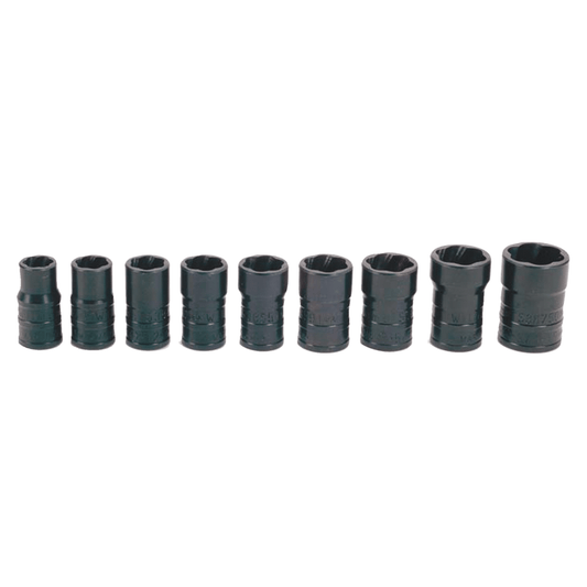 Williams TSMS3809 9-Piece 3/8" Drive SAE &amp; Metric TURBOSOCKET® Salvage Socket Set