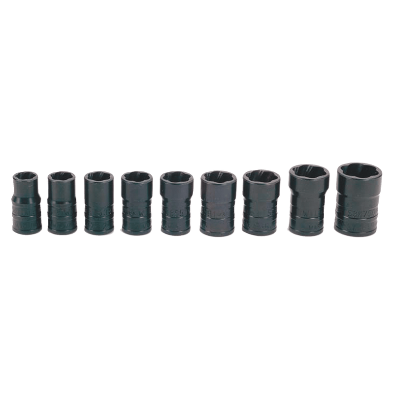 Socket Set on Rail and Clips 9 pc 3/8" SAE & Metric TURBOSOCKET  Salvage  - Williams