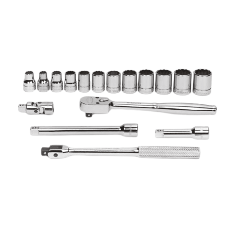Williams Socket & Tool Set, 17-Piece, 3/8" Drive, 12-Point Metric Shallow