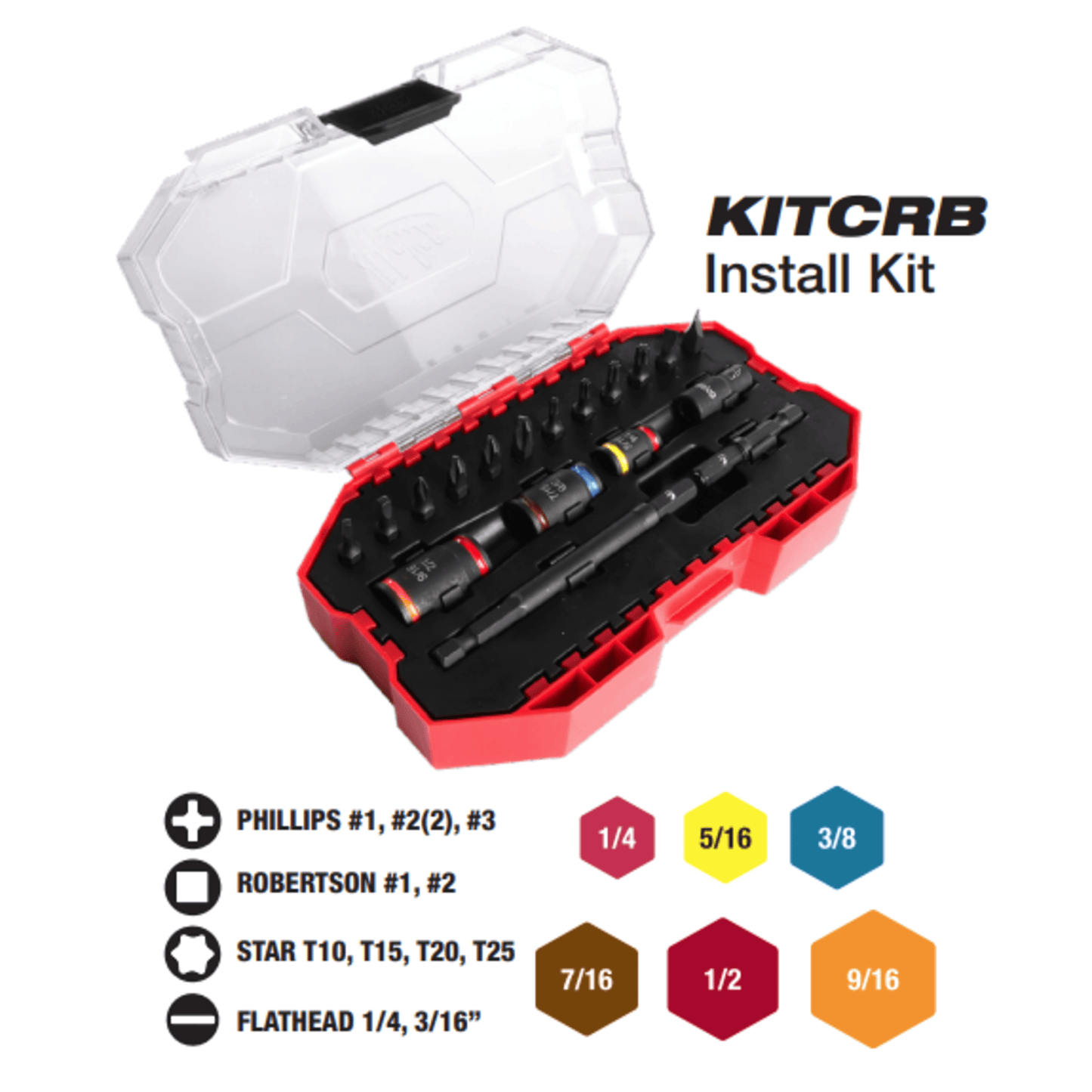 KITCRB - Malco - C-RHEX® Socket Install Kit with 12 Impact Rated Bits in Premium Case