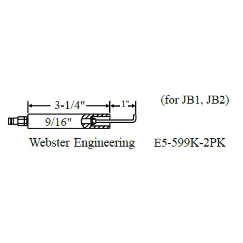 Electrode WEBSTER ENGINEERING 599K, for JB1, JB2 2pk - Westwood