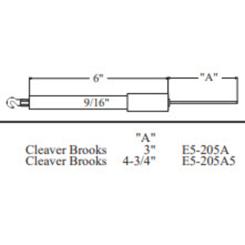 Electrode CLEAVER BROOKS 20995, 1pk (Crown Replacement for WP-E5-205A)