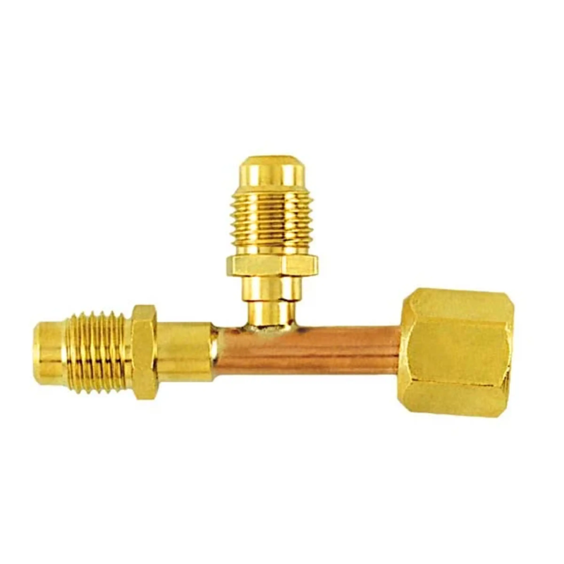 Robinet d'accès 1/4" évasé f. avec pointe dépresseur x 1/4" évasé m. accès x 1/4" m. 2PK - C&D