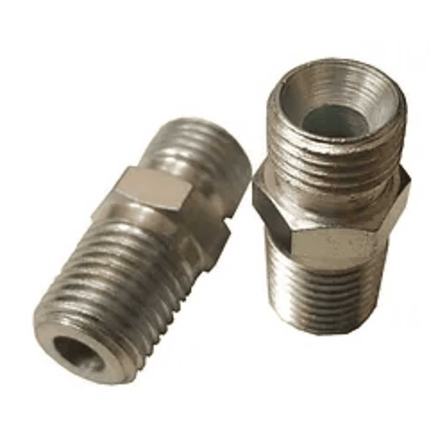 Replacement fitting for flexible oil lines, 1/4"-NPTx3/8" inv   flare