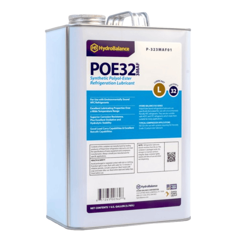 Lubrifiant de réfrigération ISO 32 3MAF POE Bidon métallique 1 gallon, (4 pqt) - HydroBalance