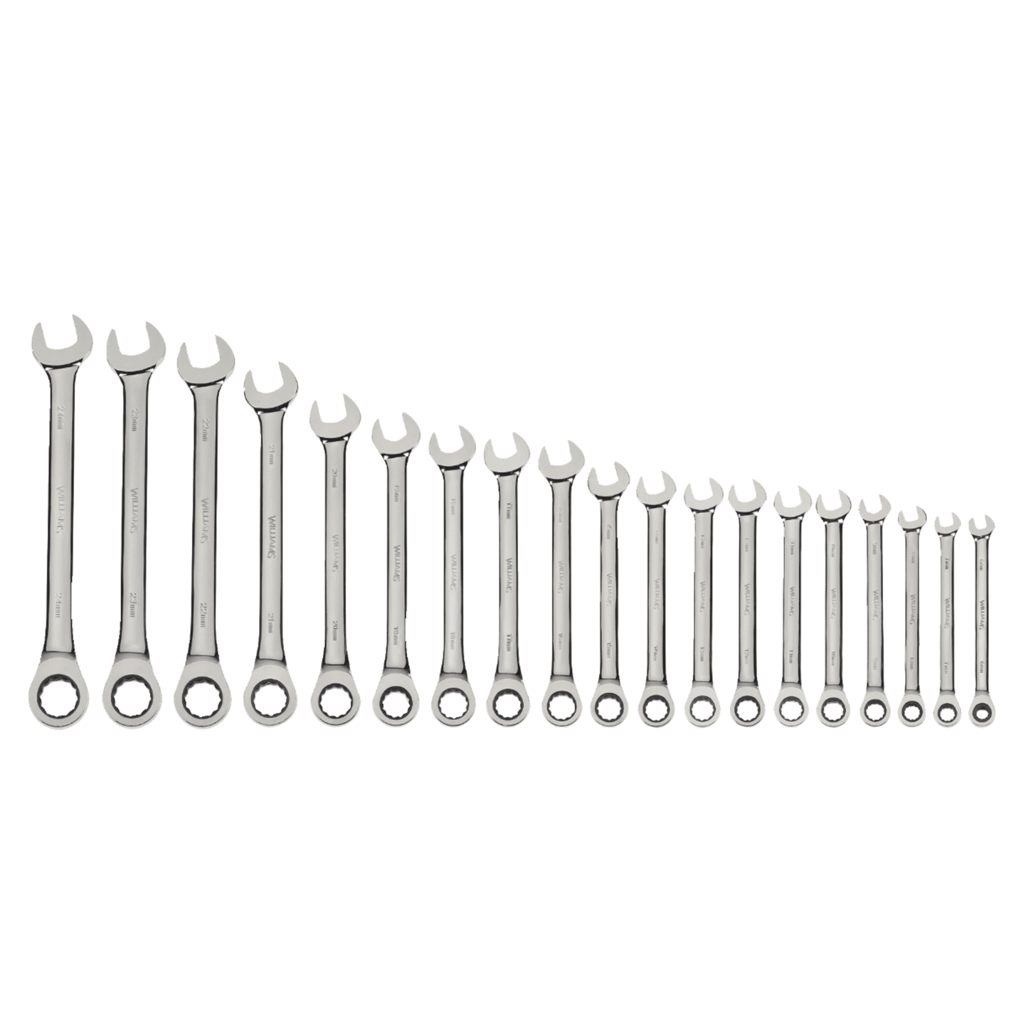 Williams MWS-1125NRC 19-Piece Metric Combination Ratcheting Wrench Set