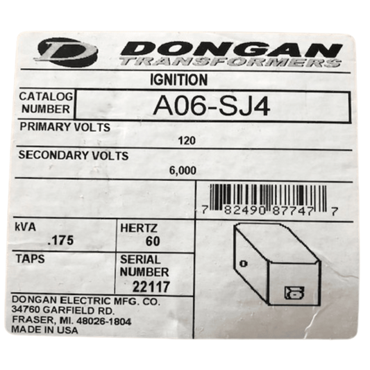 Dongan AO6-SJ4, Ignition Transformer, P120 S6000 END GRD