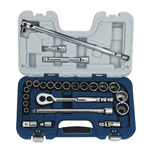Williams 50619, 1/2" Drive Basic Tool Set, 12 Point, Rugged Case System, SAE, 25 Pieces