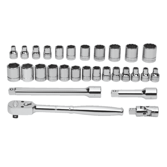 Williams WSMB-29F, 29pc 3/8" Drive 6 & 12-Point SAE Shallow Socket and Drive Tool Set