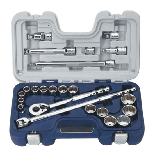 Williams 50609, 1/2" Drive Basic Tool Set, 12 Point, Rugged Case System, SAE, 23 Pieces
