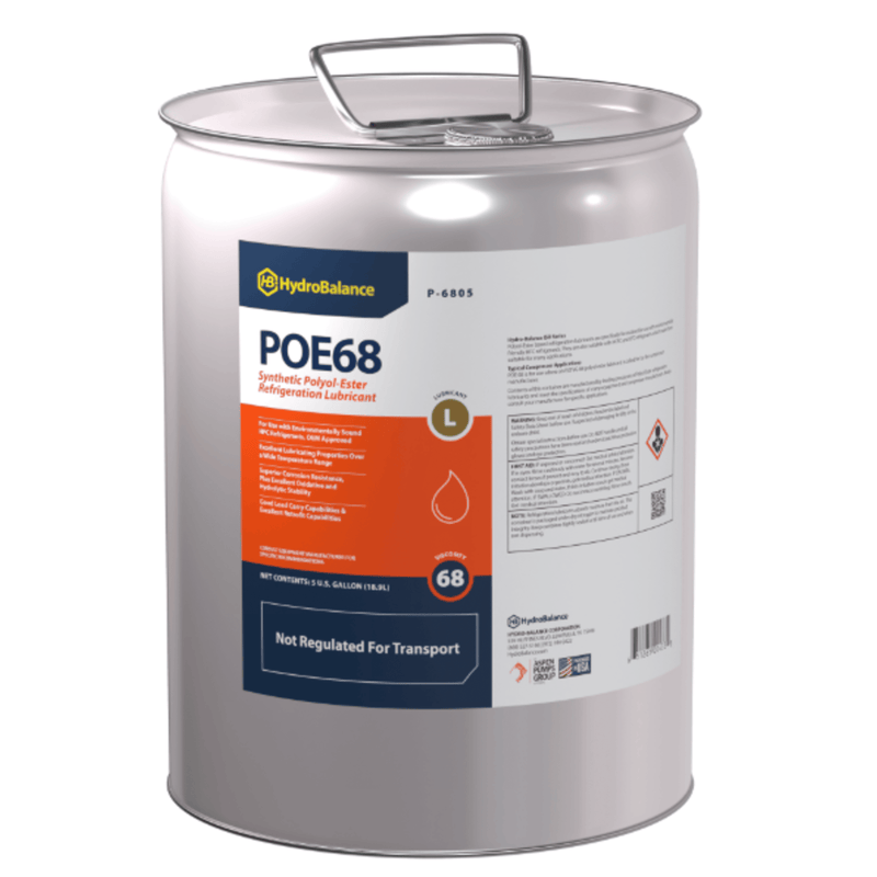 Lubrifiant frigorifique ISO 68 Ester de polyol Bidon métallique de 5 gallons, - HydroBalance