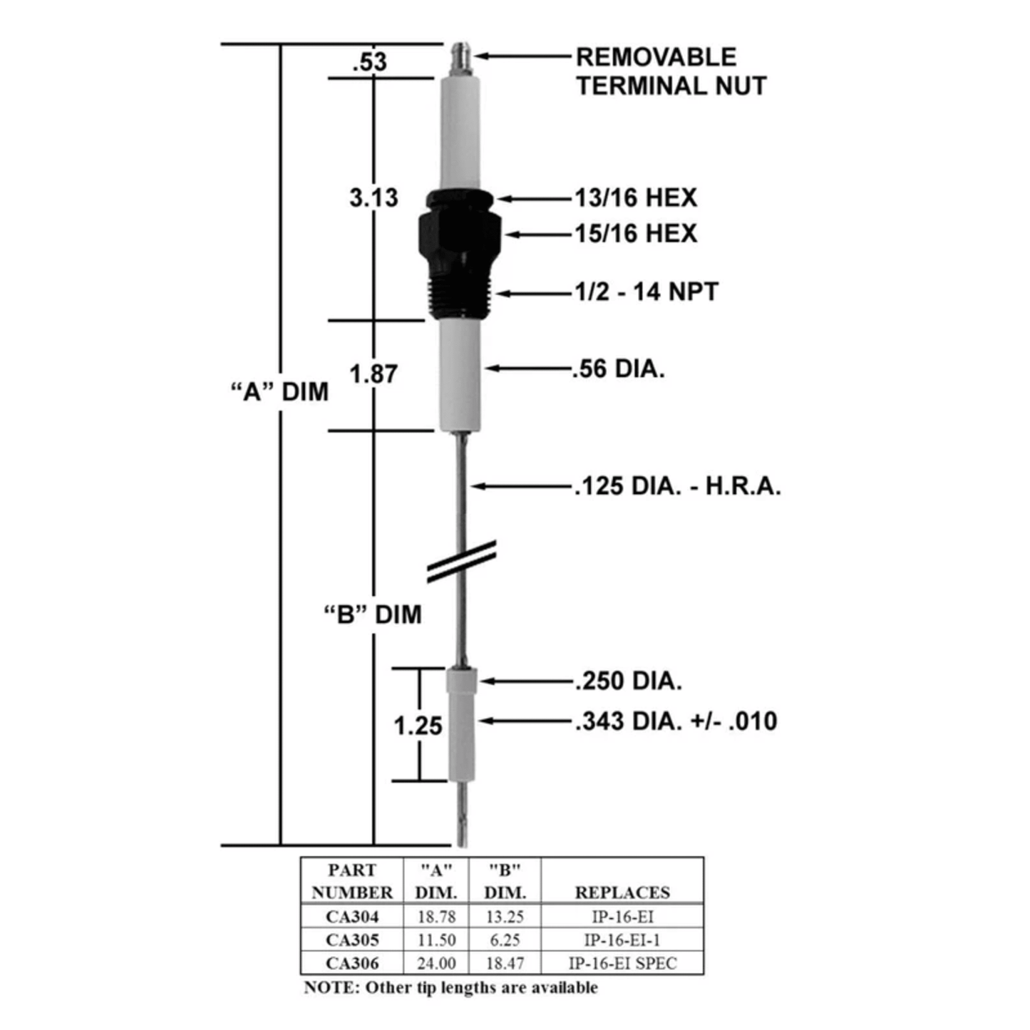 CA305 - Crown - IGNITER/REPLACES IP-16-EI-1 REPL AUBURN IP-16-EI-1 (EA)