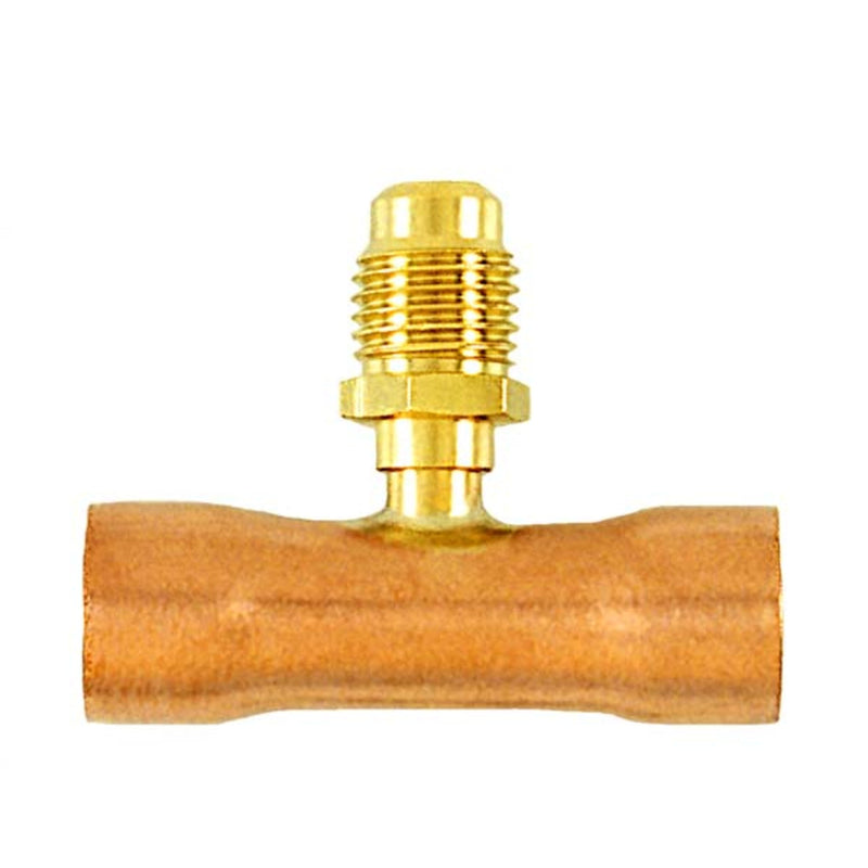Raccord en T avec valve d'accès pour tuyau en cuivre de 1/2", accès évasé mâle de 1/4", CD2250, paquet de 2 - C&D