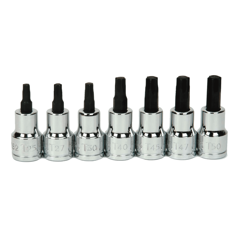 Bit Socket Set on Rail and Clips 7 pc 3/8" Drive -Point Bit Torx   - Williams