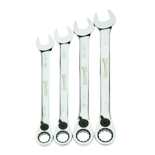 Williams WS-1164RC, 4 pc SAE Reversible Ratcheting Combination Wrench Set