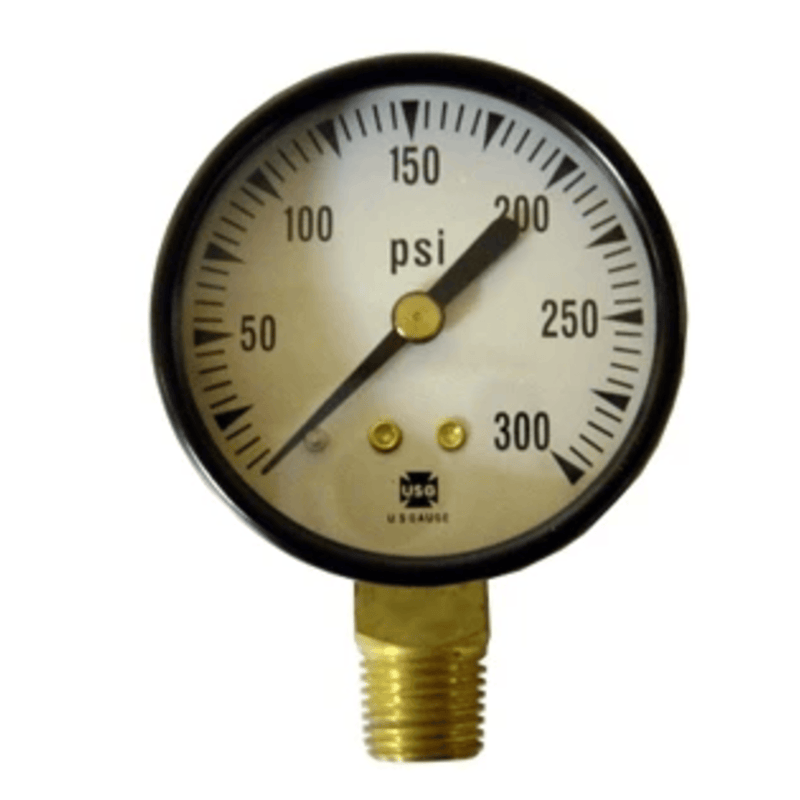 Pressure Gauge PSI  0-300psi 2 In. FACE 1/4 BOTTOM MOUNT - 1/4 NPT  (WP-S100-152) - Crown