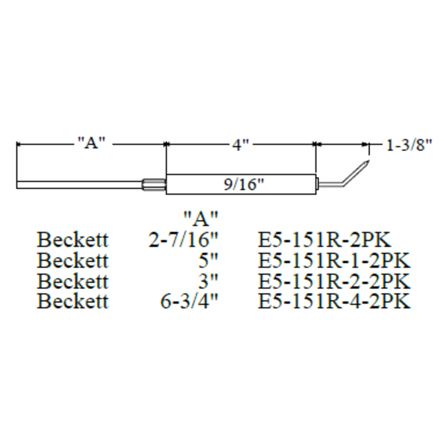 Westwood 151R Beckett Electrode 2pk