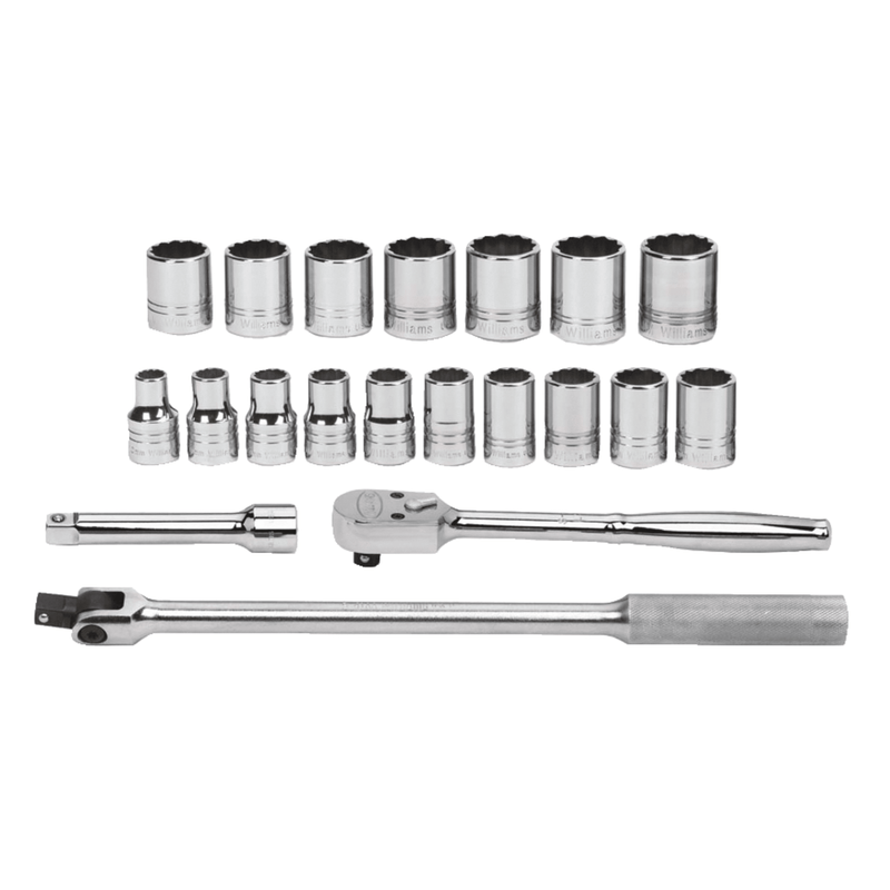 Socket in Metal Tool Box 1/2" Drive 12-Point Metric 20pc - Williams