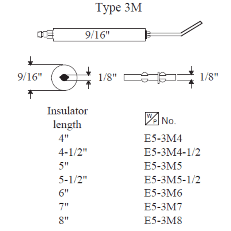 Electrode STANDARD 02050 - Type 3M, 5" 2pk (Crown replacement for WP-E5-3M5-2PK)
