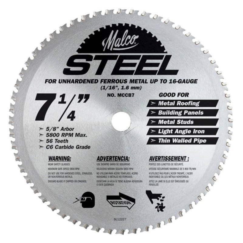 Lame de scie circulaire, Métal, 7,25" - Malco