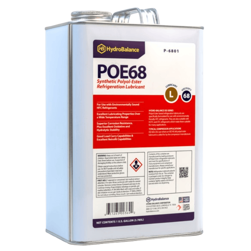 Lubrifiant frigorifique ISO 68 Ester de polyol Bidon métallique 1 gallon, (4 p.) - HydroBalance