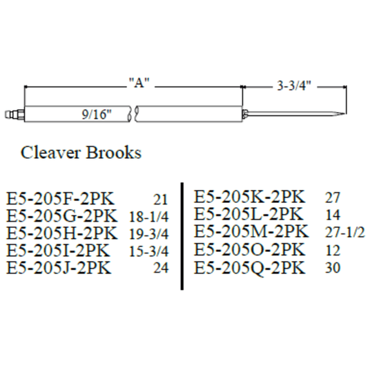 Westwood 205O, Cleaver Brooks Electrode 2pk