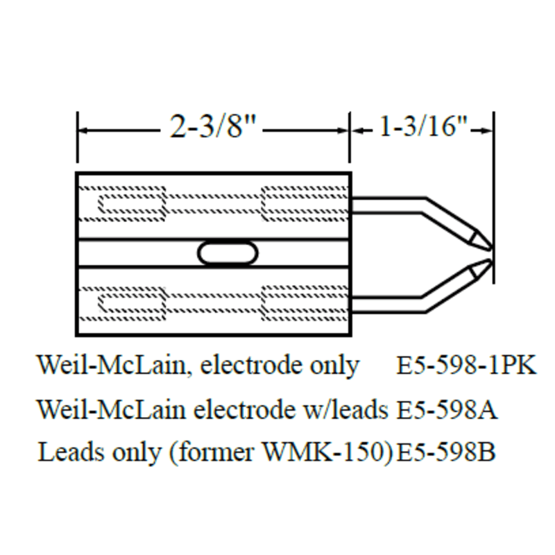 Électrode WEIL-MCLAIN 28091K avec fils (remplacement Crown pour WP-E5-598A)