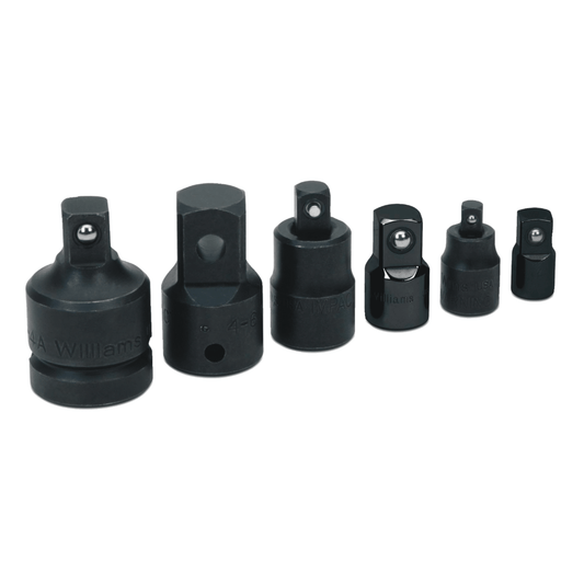Williams WSB-6ADPA, 6pc 3/8" Drive 6-Point Adapter Set on Rail and Clips