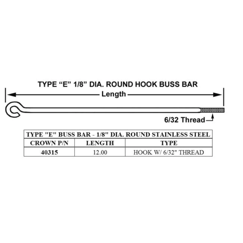 Buss Bar TYPE E 12"  - Crown