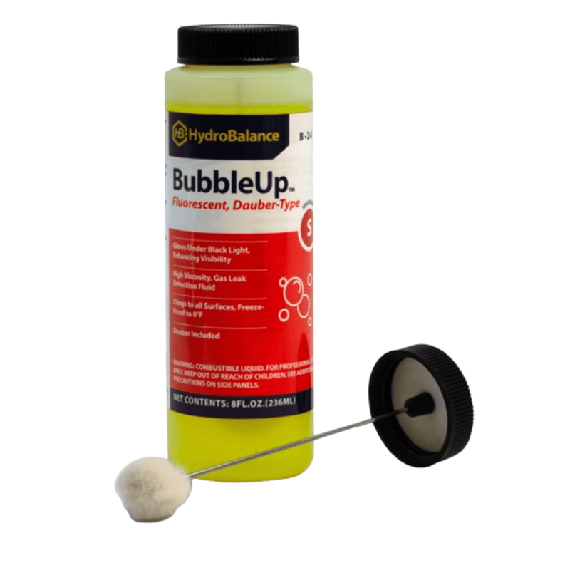 Leak Detector Bubble-Up Fluorescent Leak Det 8 floz Dauber Bottle, (24 PK) - HydroBalance